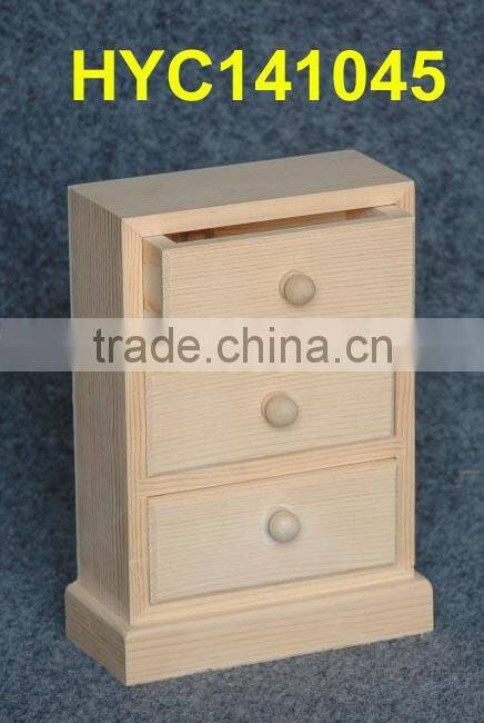 FSC high quality unfinished wood desk top organizer with 3 drawers