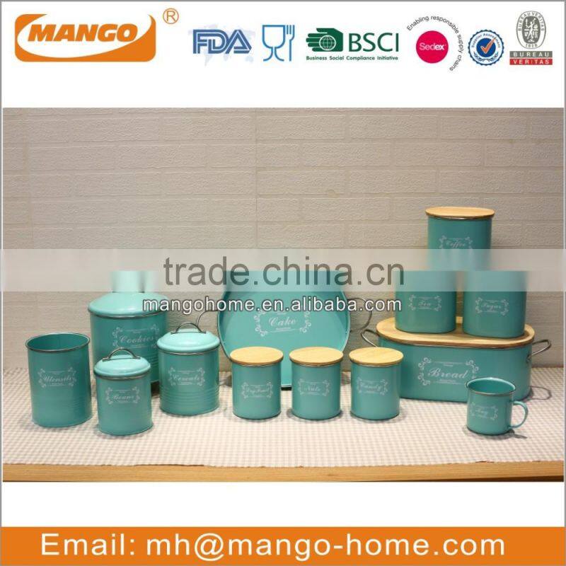 2016 hotest style airtight storage metal kitchen canister with lid