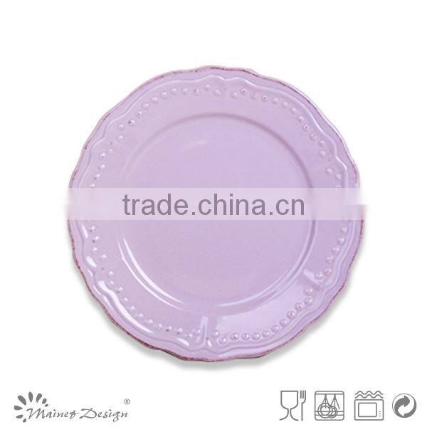 ceramic dinner plate solid color glazed