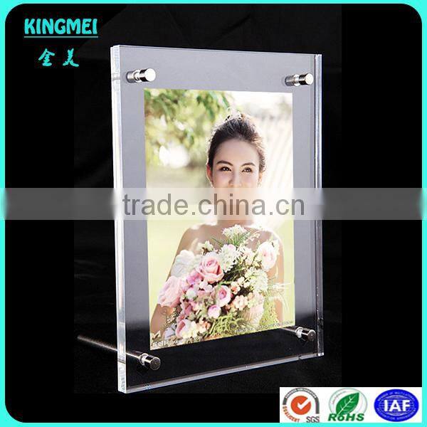 KM-CP62 OEM Custom made 10x8cm 6x4cm Table Screws Transparent Square Acrylic Plastic Paper Photo Frame