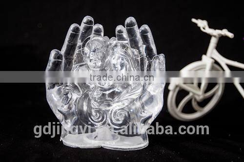 Acrylic clearLED LIGHTED MERRY CHRISTMAS sets of hand for indoor decoration