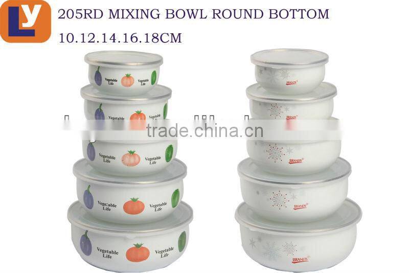Special decor enamel storage bowl set with round bottom