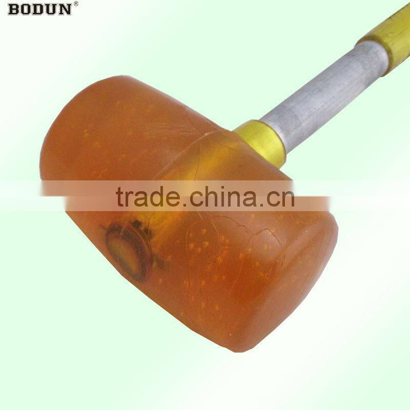 H3024 Yellow steel handle rubber mallet hammer