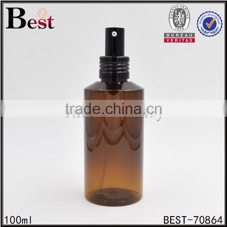 2017 wholesale good market 100ml plastic spray bottle amber color plastic spray bottle round plastic trigger spray bottle