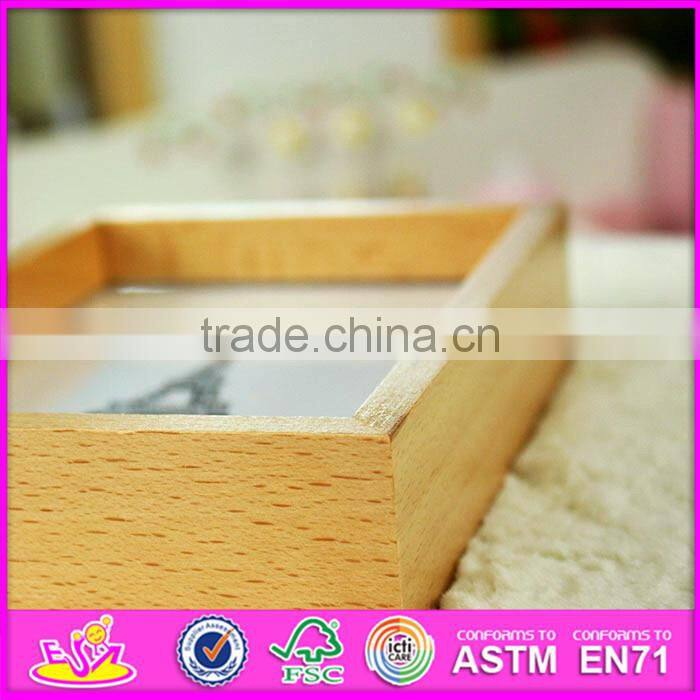 2016 hot sale baby wooden funny photo frame, most popular kids wooden funny photo frame W09A040