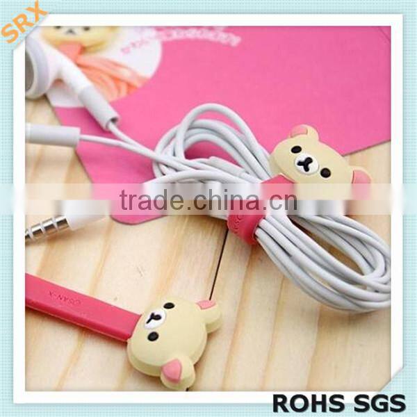 Custom hot fashion cute cartoon bear earphone winder