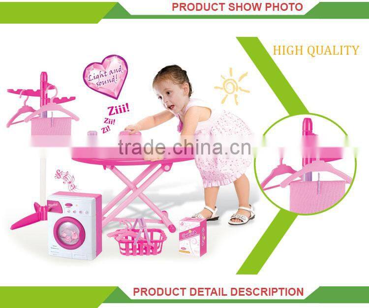 Hot sale indoor children play plastic portable electric toy washing machine