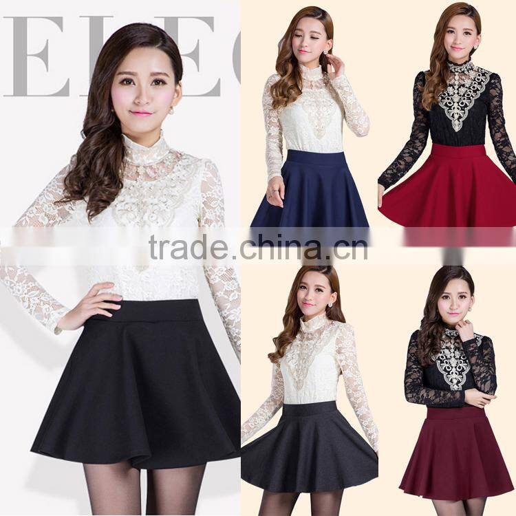Latest Hot Sell Fashion summer autumn solid color skater mini pleated short skirt