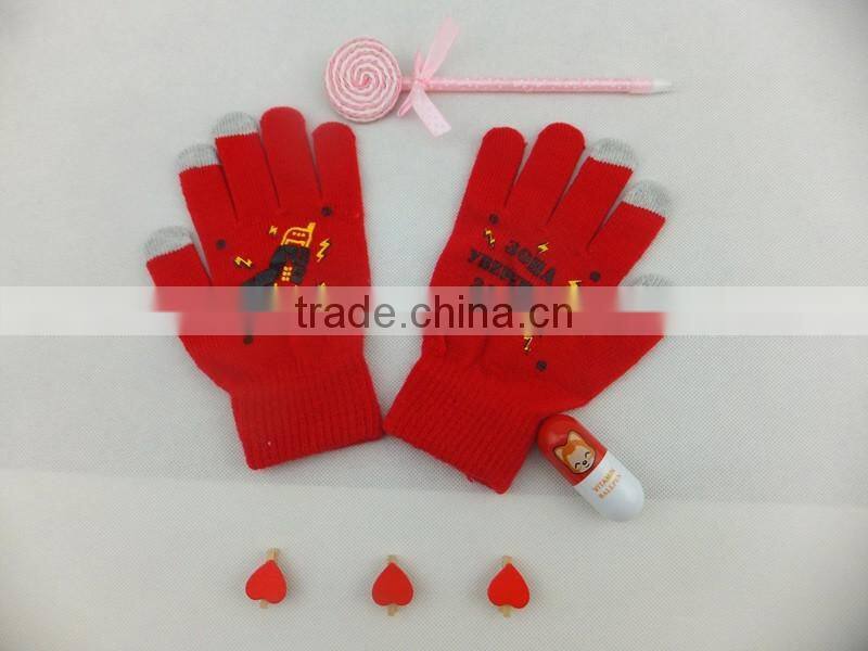 customize any colors printing 3 fingers touch screen gloves