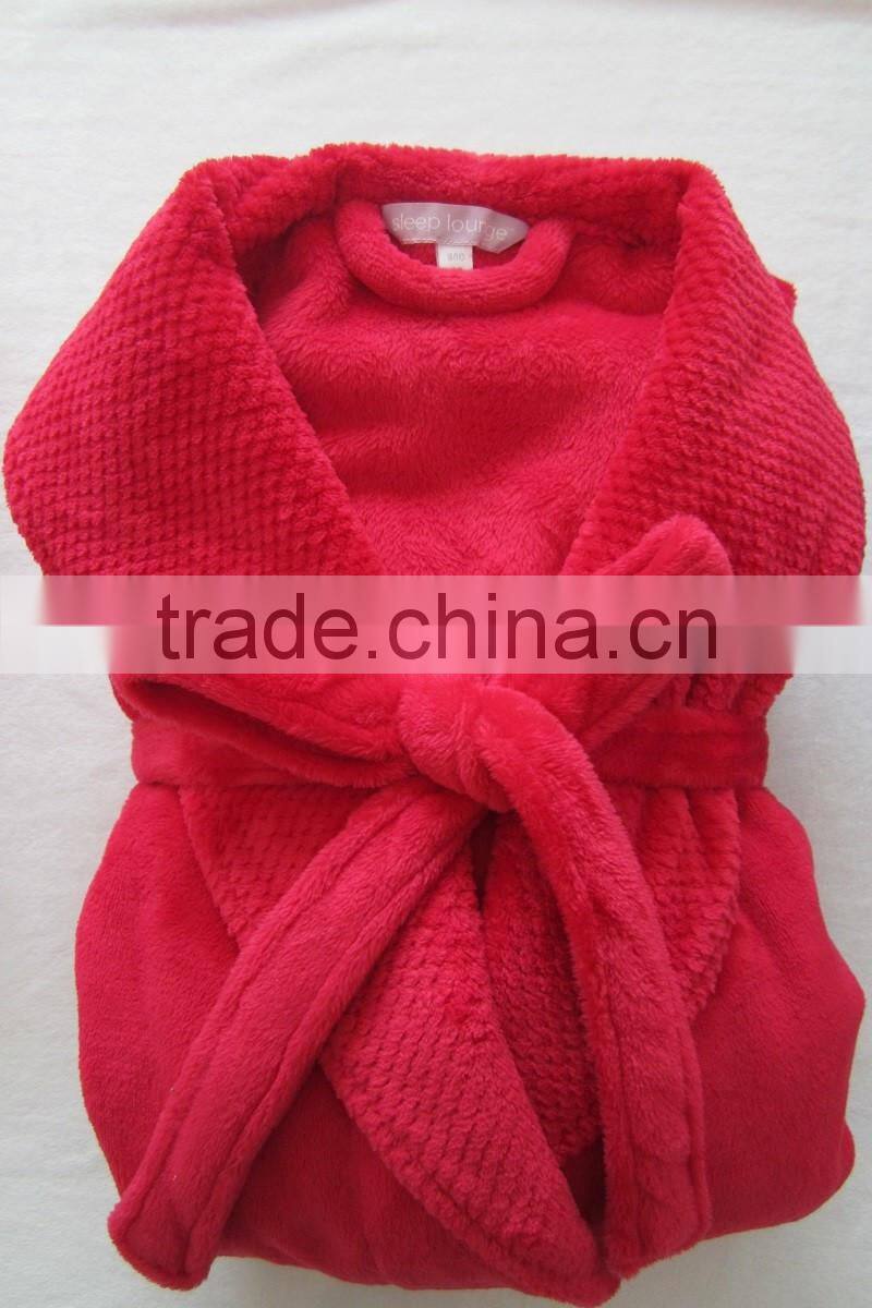 100% polyester powder plush fleece/flannel women's bathrobe ,Microfiber Down Robe