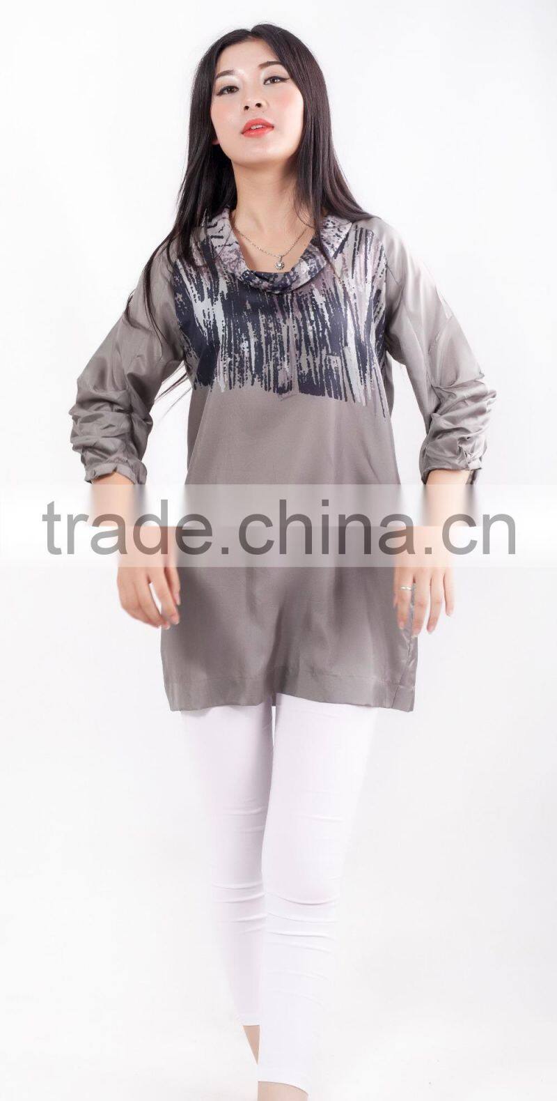 High quality 3/4sleeve fashion silk women blouse 2015