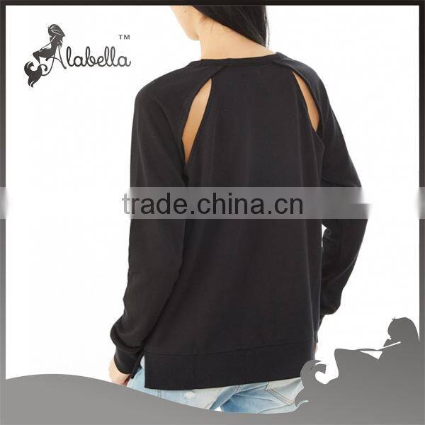 Cotton/polyester black light french terry cutout shirt for women