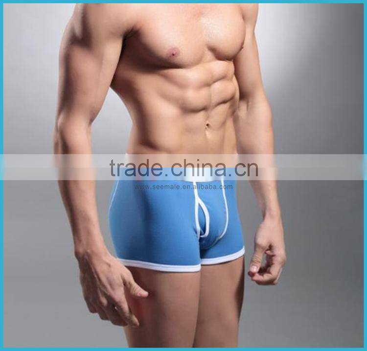 Custom 95 Cotton 5 Elastan Boxer Men Underwear Your Brand Open Flap Boxer Shorts with Pocket Wide Elastic Waistband