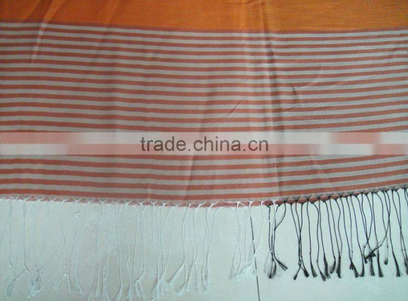 Fashion popular hot aritfical silk stripe shawl