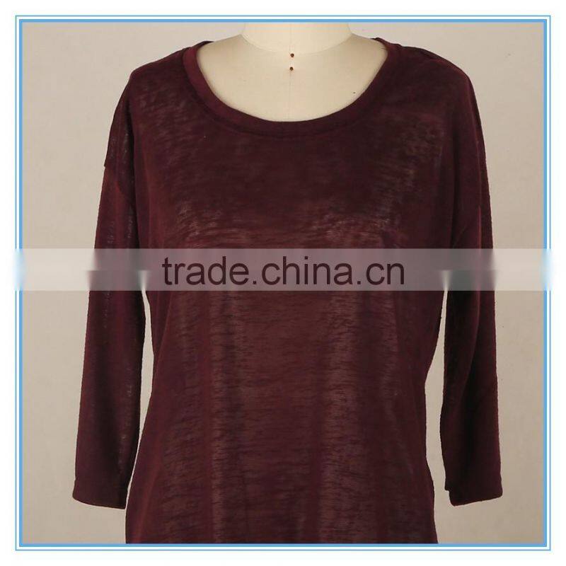 Ladies Sexy Fashion Blouse Back Lace Design Long Sleeve Korean Blouse