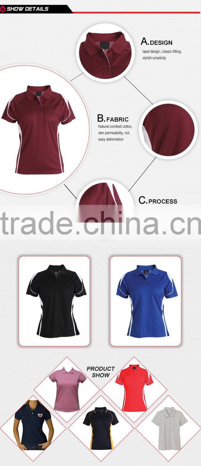 printed zipper collar two color dry fit polo shirt