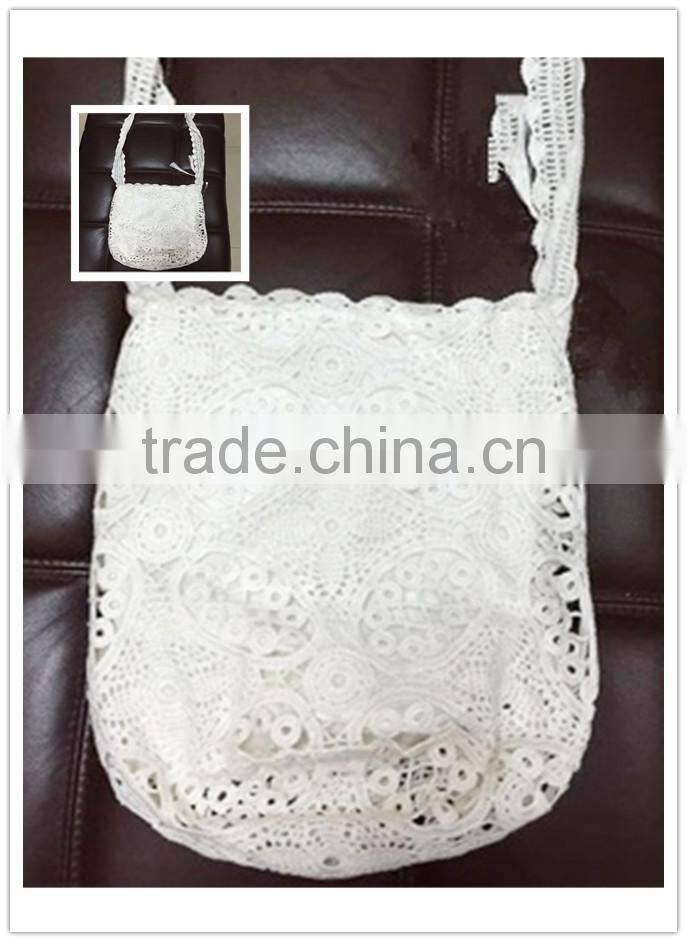 2015 New design 100% cotton handmade fashion embroidered luxury crochet handmade shoulder bag