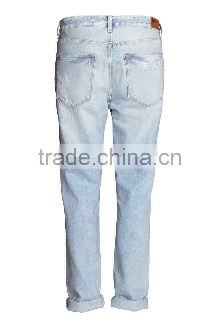 Boyfriend Low Trashed Jeans,2016 summer women denim pants,women corpped jean