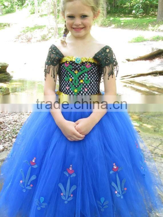 Princess Girls Blue Lace Tutu Dress Kids Long Frocks Design Dress