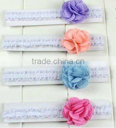 Fashion Baby Girl Hair Accessories Wavy hollow out chiffon flower headband for kids
