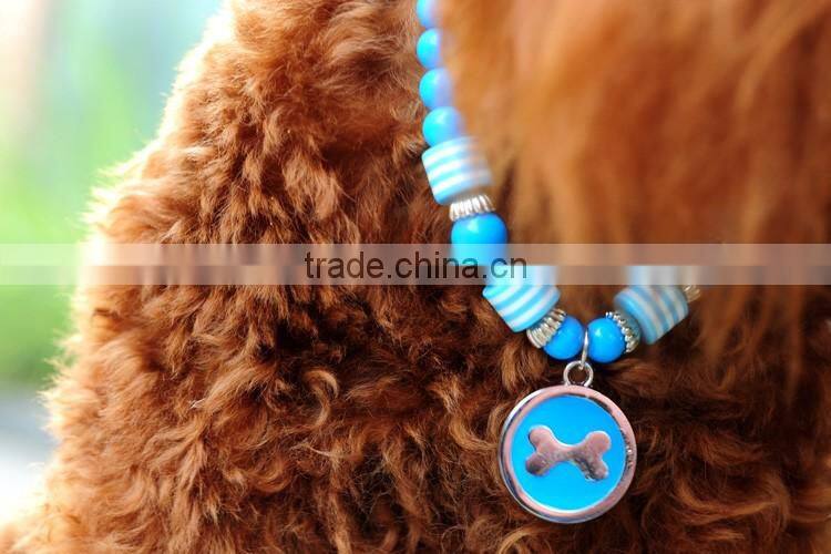 RH1911H dog necklace round bone brand pet necklace with Dog tag