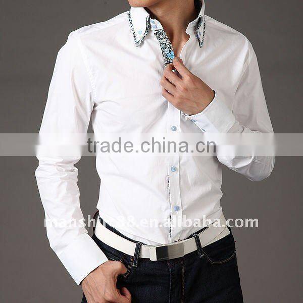 100% cotton contrast color slim fit fashion casual shirts for men