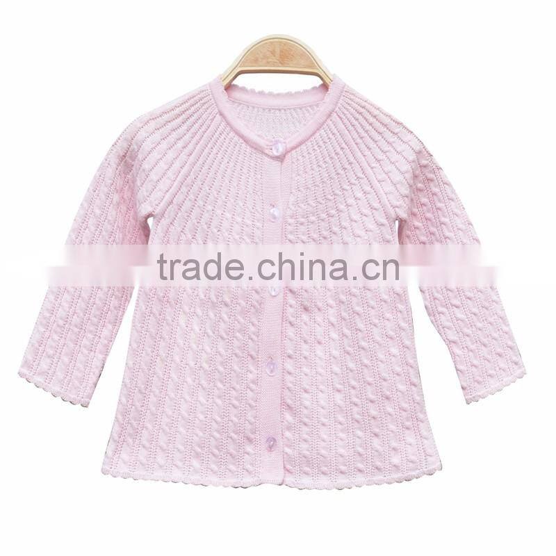 Wholesale Long Sleeves Cable Pattern Round Collar Girl Cardigan sweater