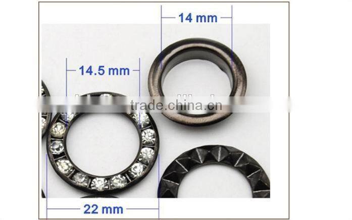 5 colors 22mm big round metal brass rhinestone eyelets crystal diamond grommets glass eyelets RE-22mm