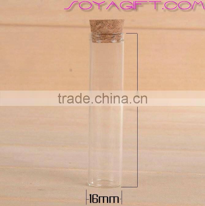 16mm Clear Glass Wishing Bottle With Cork Stopper and Test Tube for Lab