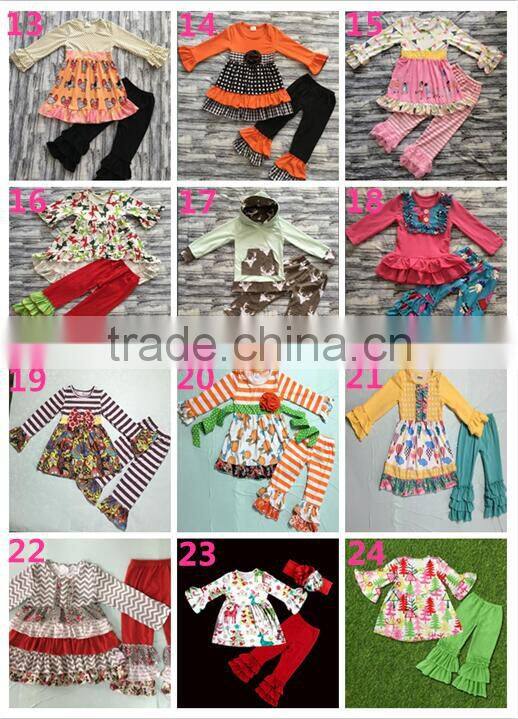 Boya hot sale wholesale Christmas outfits children girls giggle moon exquisite remake clothes sets design for girls clothing