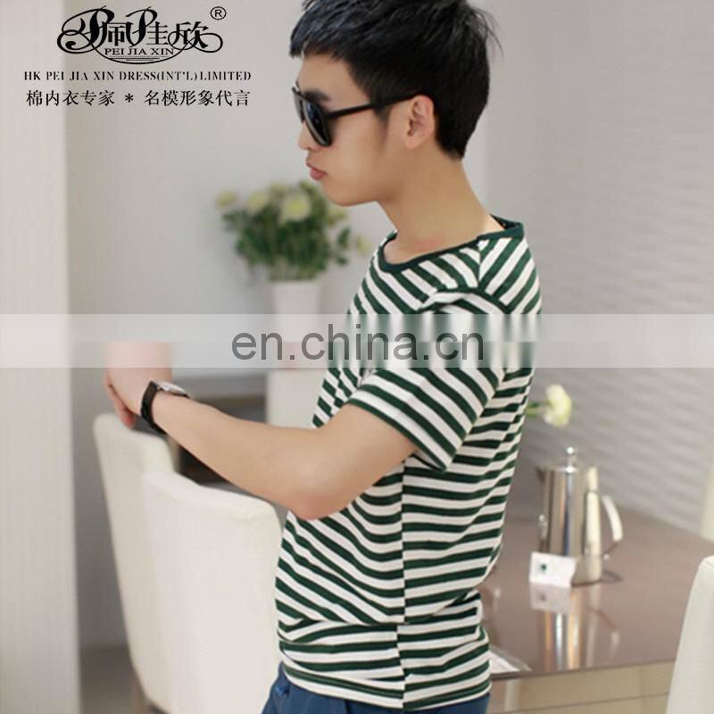 Peijiaxin Latest Design Cotton Man China Plain Wholesale Striped T-shirt