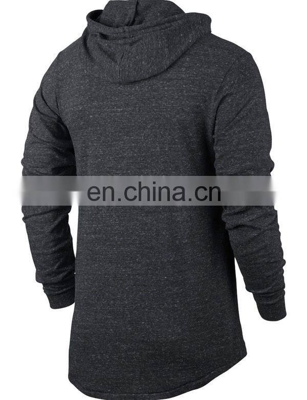 Long sleeves fleece sweater light weight pullover hoodie dark grey color