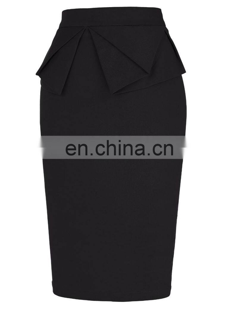 Grace Karin Womens Solid Color High Stretchy Hips-Wrapped Vintage Retro Black Pencil Skirt CL010454-1