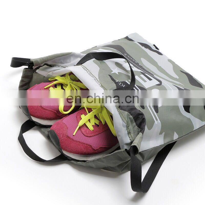 Custom nylon waterproof camouflage sports drawstring backpack bag