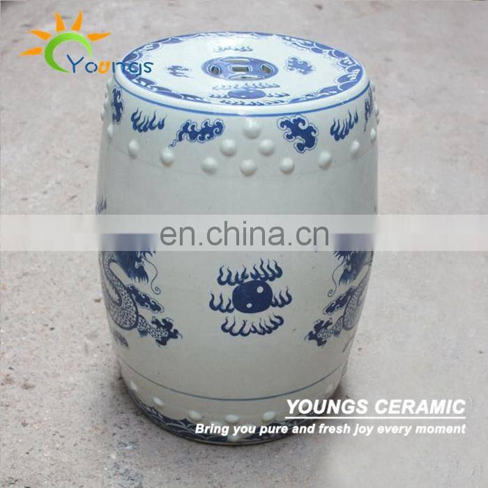Chinese antique furniture Blue and White Painted Dragon Ceramic Stool