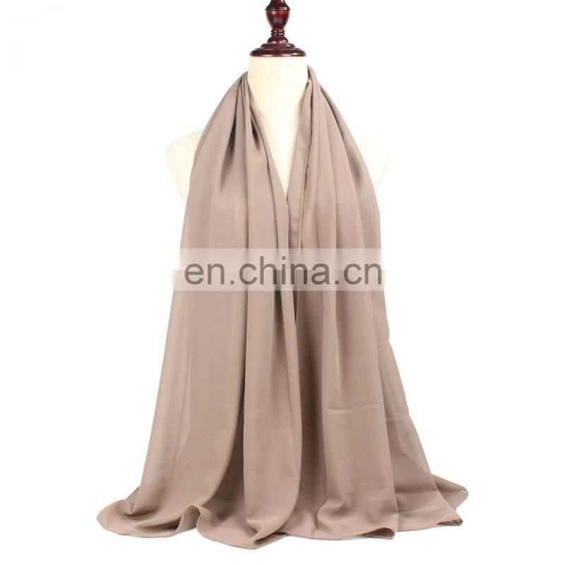 175*75cm Pearl Chiffon Scarf Pure Color Long Scarf Hijab Pure Color Shawl Malay Turban