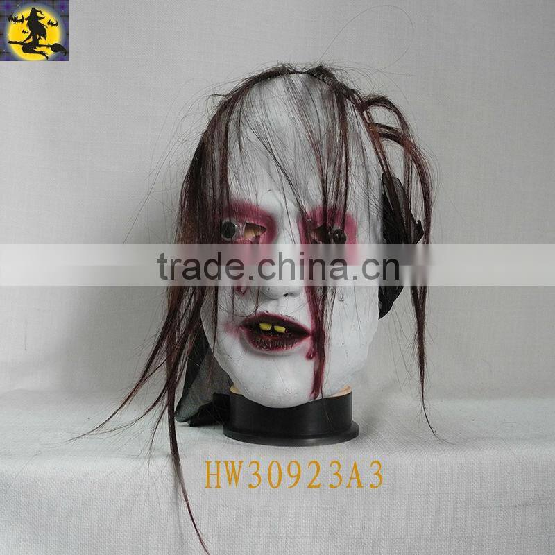 White Latex Masks of Terror with Hair