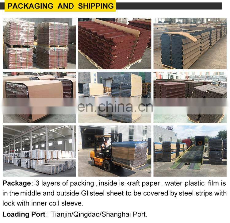 Roofing tiles chip stone coated metal roof tile rooftop stone coated roofing tile