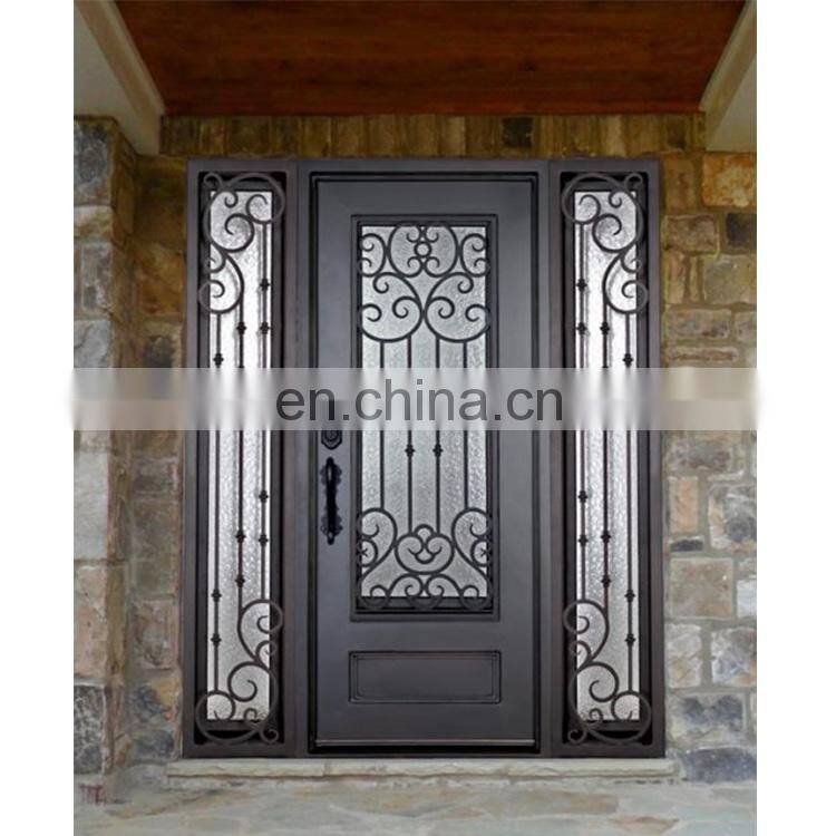 Cheap price modern safety main entrance waterproof wrought iron grill single security gate door design