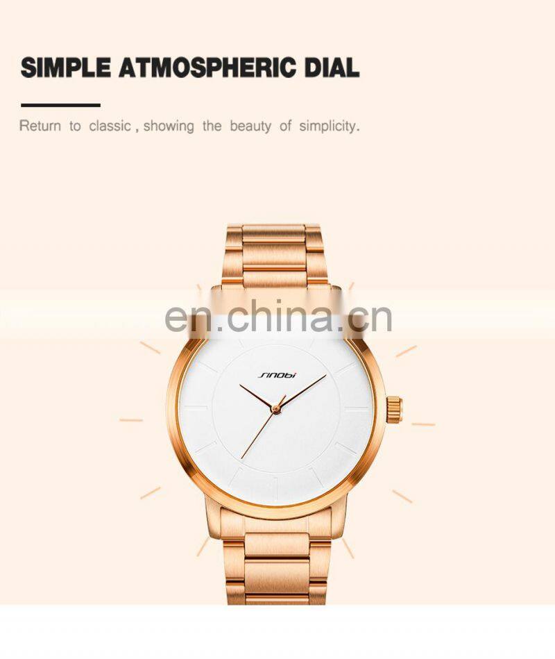 SINOBI Couple Watches S9822 Customize Watch Logo Minimalism Stylish Lovers Pair Wristwatch Gift Watches