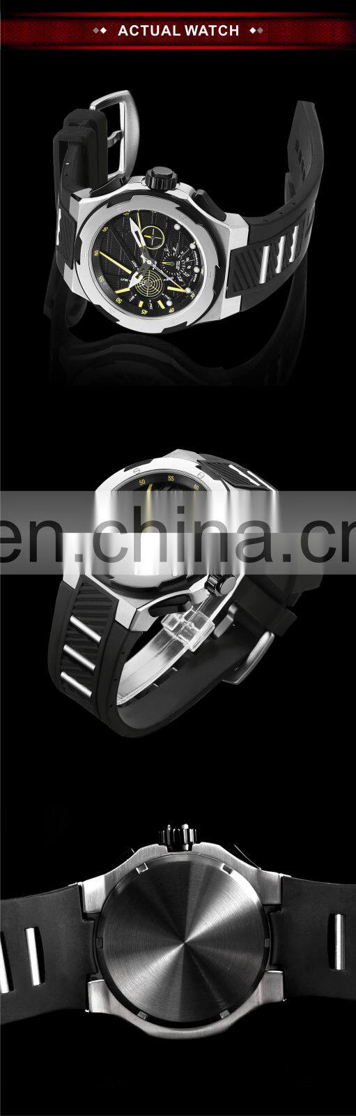 shenzhen dualtime stainless steel case silicon strap big sport men high quality brand watch