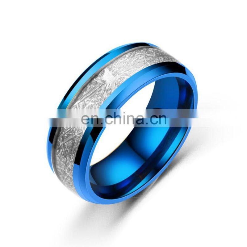 8mm Silk Grain Stainless Steel Ring For Men Women Jewelry
