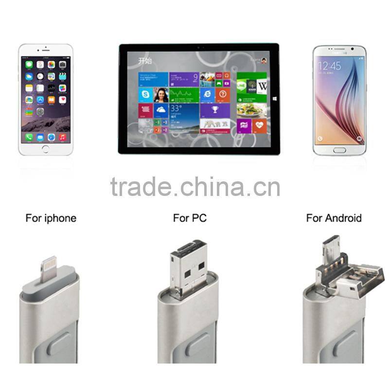 Metal pen drive 3 in 1 OTG pendrive 32gb64gb gold color