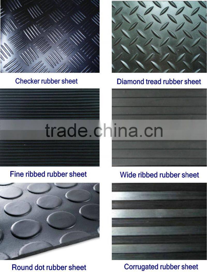 Black wholesale cheap price anti slip rubber mat type wide rib rubber mat