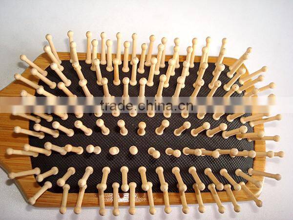 Eco-friendly Natural Bamboo Brush , Wood Pins Custom Paddle Brush