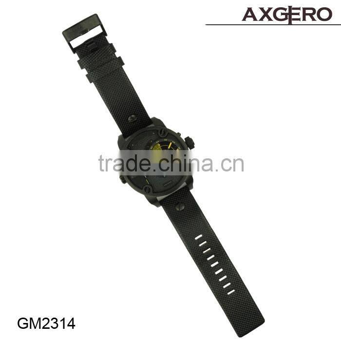 2015 popular alloy case good quality leather watch with date sprots watches for men