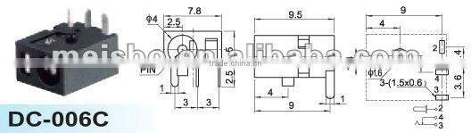 Universal male 1.65mm dc power jack for laptop