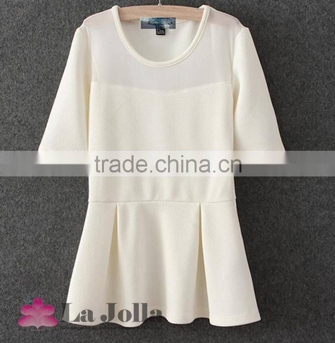 Fashion ruffle t-shirt dress design for girls screen printing blouse