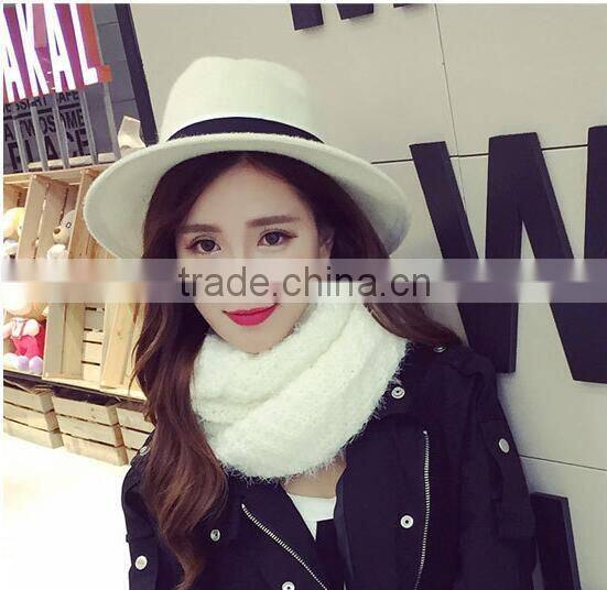 2016 New Style Ladies Fashion Circle Wool Plain Knitted Taiwan Magic Scarf