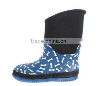 Paint flower print ladies neopren rubber boots